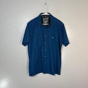 Kuhl Shirt Mens Large Blue Short Sleeve Button Down Eluxor Ionik Tech Outdoor